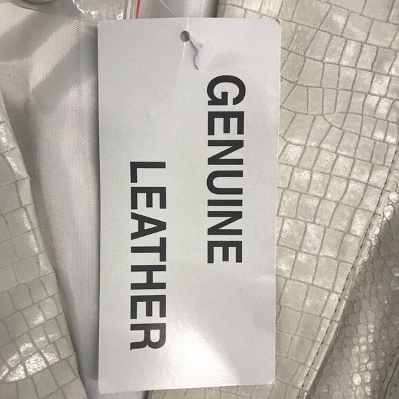 Leather Blazer Womens 6 Green Croc-Embossed One Button Ltweight Y2K Metrostyle - Picture 7 of 11